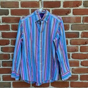 Boden Rainbow Button Up Long Sleeve Shirt